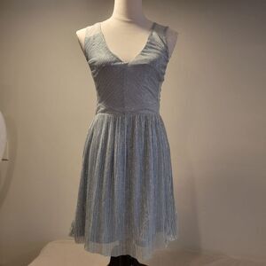 Miss Selfridge Blue Glittery Mini Dress Size US 4